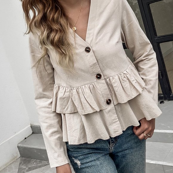 Tops - 🛍 V-Neck Layered Ruffled Woman's Shirt
